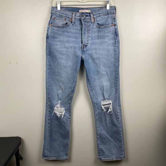 Levis Wedgie Straight Jeans Distressed Light Wash - Picture 8 of 12